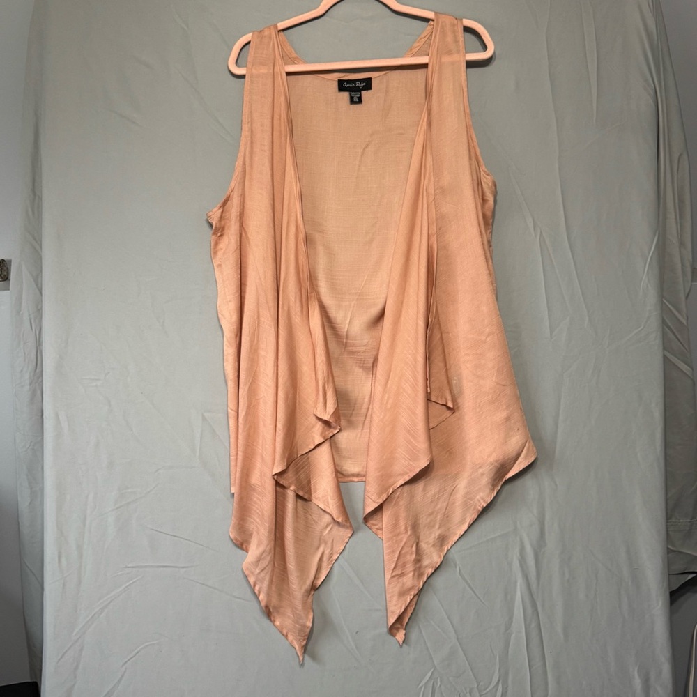 Charlie Paige Womens Boho Indie Sleeveless Vest S/M Peach Hippie Layers Drapey